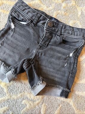 GAP Girls Charcoal Distressed Denim Shorts
